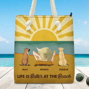 La vie est meilleure à la plage ! Sac de plage personnalisé pour chien ! Cadeau de vacances d'été pour les propriétaires et les amoureux des animaux.