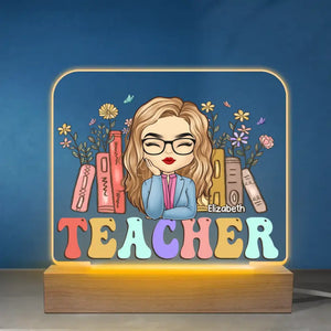 Là où l'enseignement passionné prend racine - Lampe LED 3D rectangulaire personnalisée pour enseignant - Cadeau pour enseignant