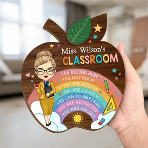Welcome To My Classroom - Teacher Personalized Custom 2-Layered Wooden Plaque With Stand - Gift For Teacher