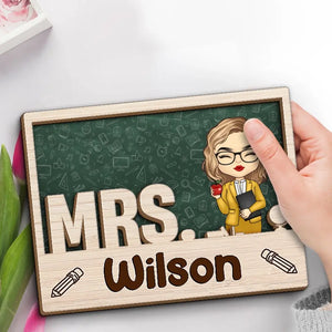 Bienvenue dans ma classe - Plaque en bois personnalisée à 2 couches avec support pour enseignant - Cadeau pour enseignant
