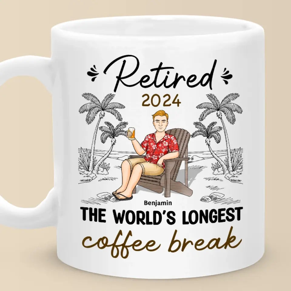 Retraite La plus longue pause-café du monde - Tasse personnalisée - Appréciation, cadeau de retraite pour collègues, amis de travail, collègues