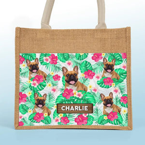 Sac fourre-tout personnalisé avec photo « La vie est meilleure à la plage » - Sacs fourre-tout personnalisés pour chiens et chats, sacs fourre-tout en jute, sacs de plage - Cadeau pour propriétaires et amoureux des animaux