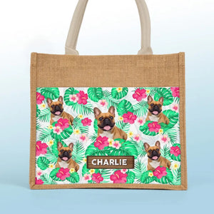 Sac fourre-tout personnalisé avec photo « La vie est meilleure à la plage » - Sacs fourre-tout personnalisés pour chiens et chats, sacs fourre-tout en jute, sacs de plage - Cadeau pour propriétaires et amoureux des animaux