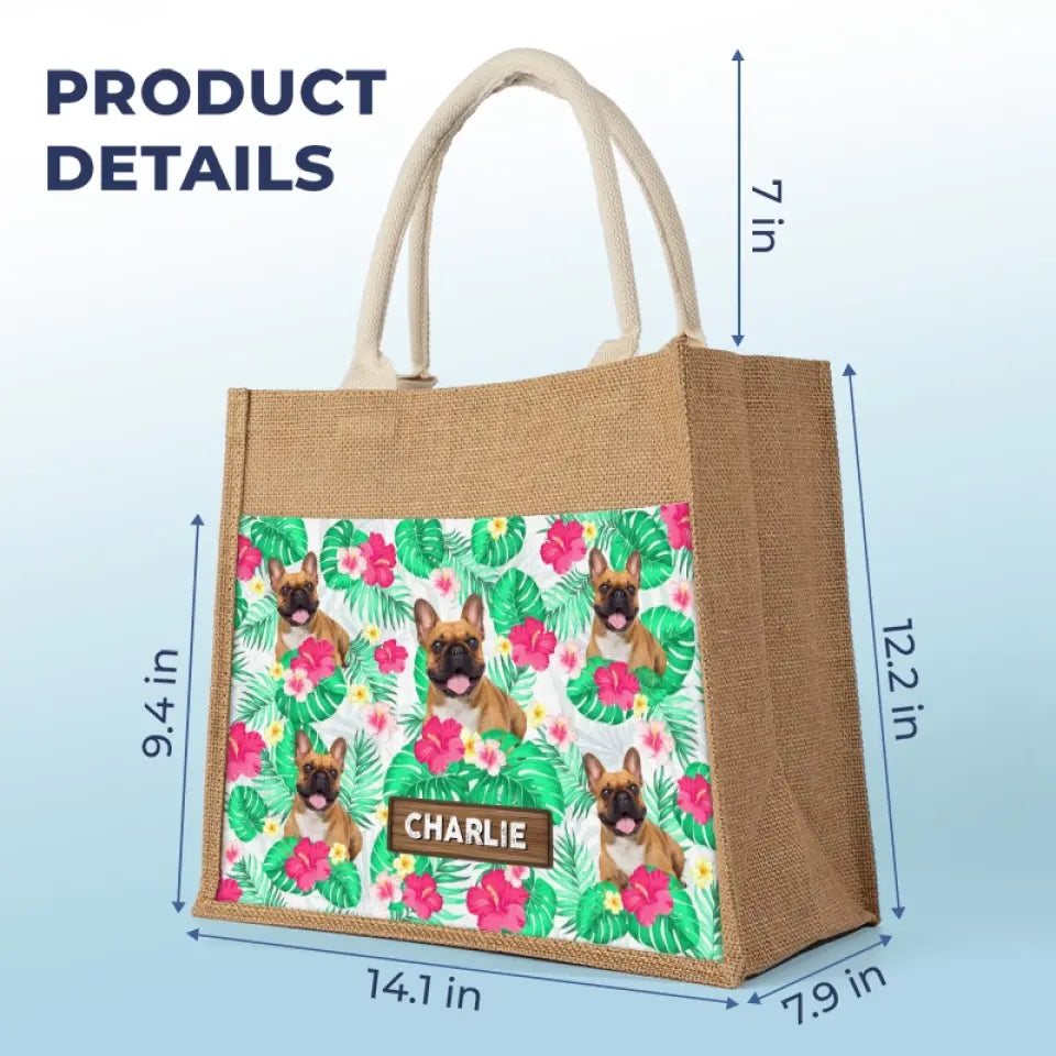 Sac fourre-tout personnalisé avec photo « La vie est meilleure à la plage » - Sacs fourre-tout personnalisés pour chiens et chats, sacs fourre-tout en jute, sacs de plage - Cadeau pour propriétaires et amoureux des animaux