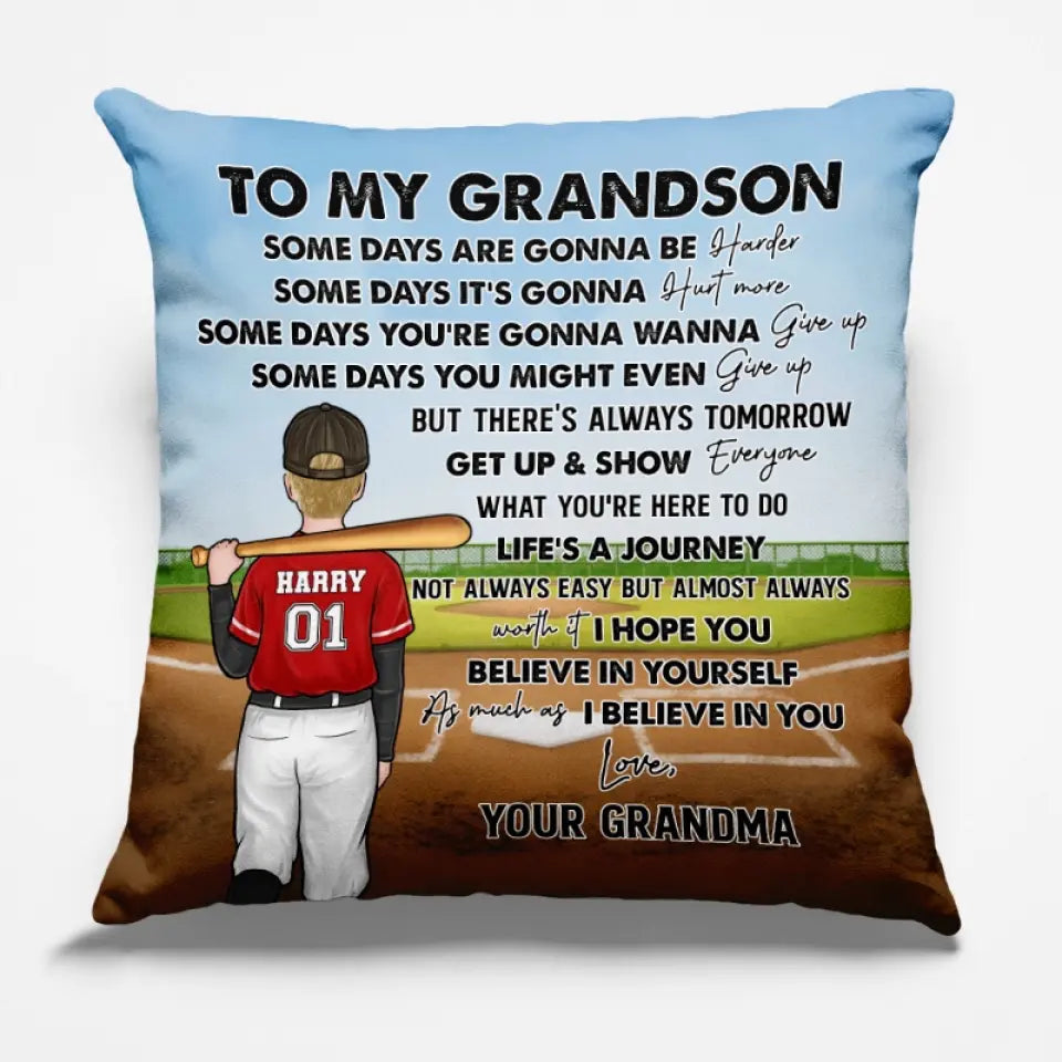La vie est un voyage, pas toujours facile mais presque toujours - Oreiller personnalisé pour la famille - Cadeau pour les membres de la famille, les joueurs de baseball, les amateurs de baseball