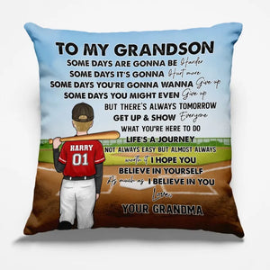La vie est un voyage, pas toujours facile mais presque toujours - Oreiller personnalisé pour la famille - Cadeau pour les membres de la famille, les joueurs de baseball, les amateurs de baseball