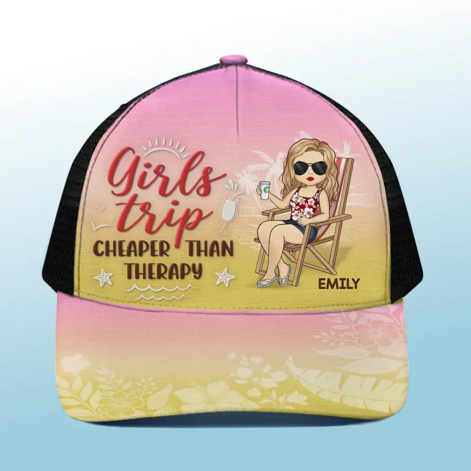 La vie est une plage et nous profitons simplement des vagues - Casquette de baseball personnalisée à dos en maille, casquette de camionneur de baseball - Cadeau de vacances d'été pour meilleures amies, meilleures amies, sœurs