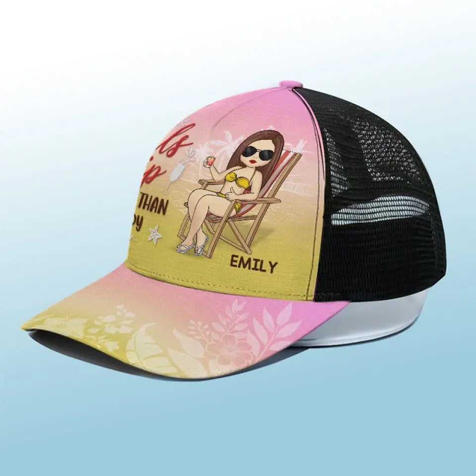 La vie est une plage et nous profitons simplement des vagues - Casquette de baseball personnalisée à dos en maille, casquette de camionneur de baseball - Cadeau de vacances d'été pour meilleures amies, meilleures amies, sœurs