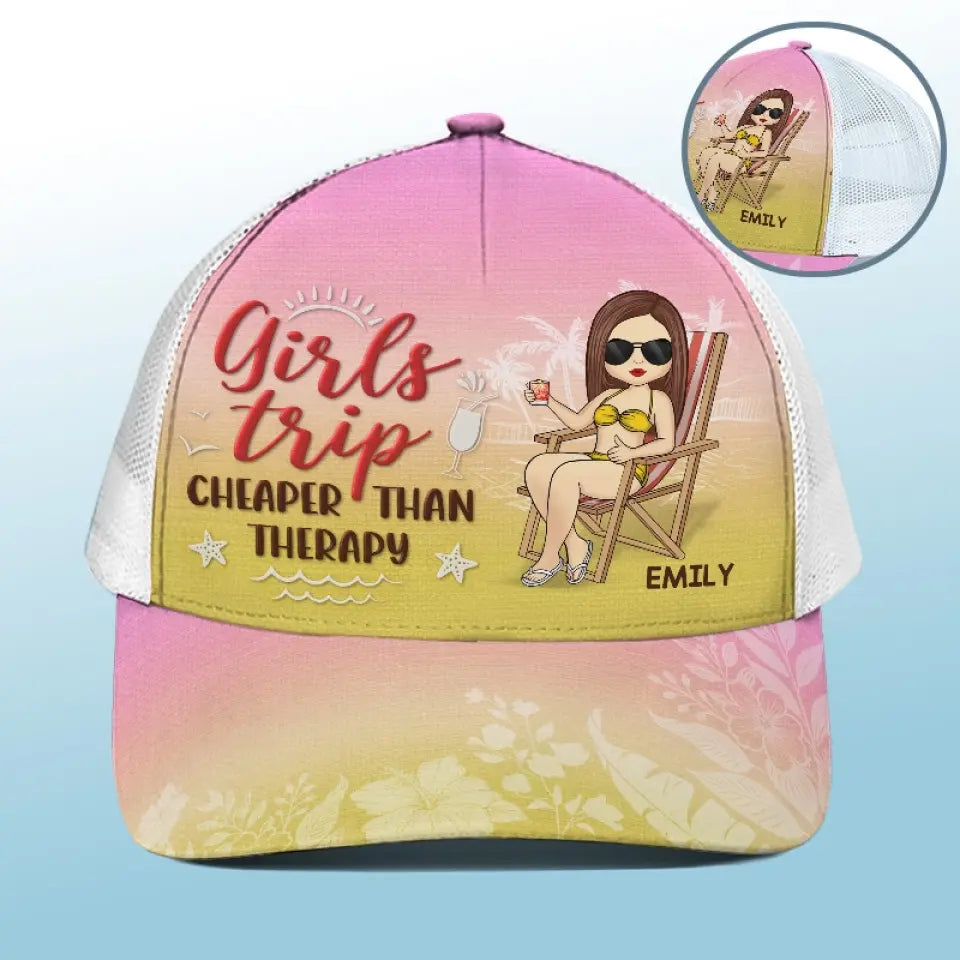 La vie est une plage et nous profitons simplement des vagues - Casquette de baseball personnalisée à dos en maille, casquette de camionneur de baseball - Cadeau de vacances d'été pour meilleures amies, meilleures amies, sœurs
