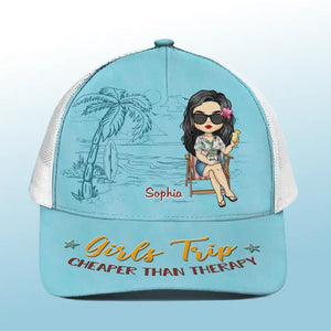 Mangez bien, voyagez souvent - Casquette de baseball personnalisée avec dos en maille, casquette de camionneur de baseball - Cadeau de vacances d'été pour meilleures amies, meilleures amies, sœurs