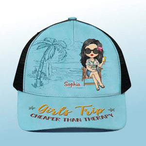 Mangez bien, voyagez souvent - Casquette de baseball personnalisée avec dos en maille, casquette de camionneur de baseball - Cadeau de vacances d'été pour meilleures amies, meilleures amies, sœurs