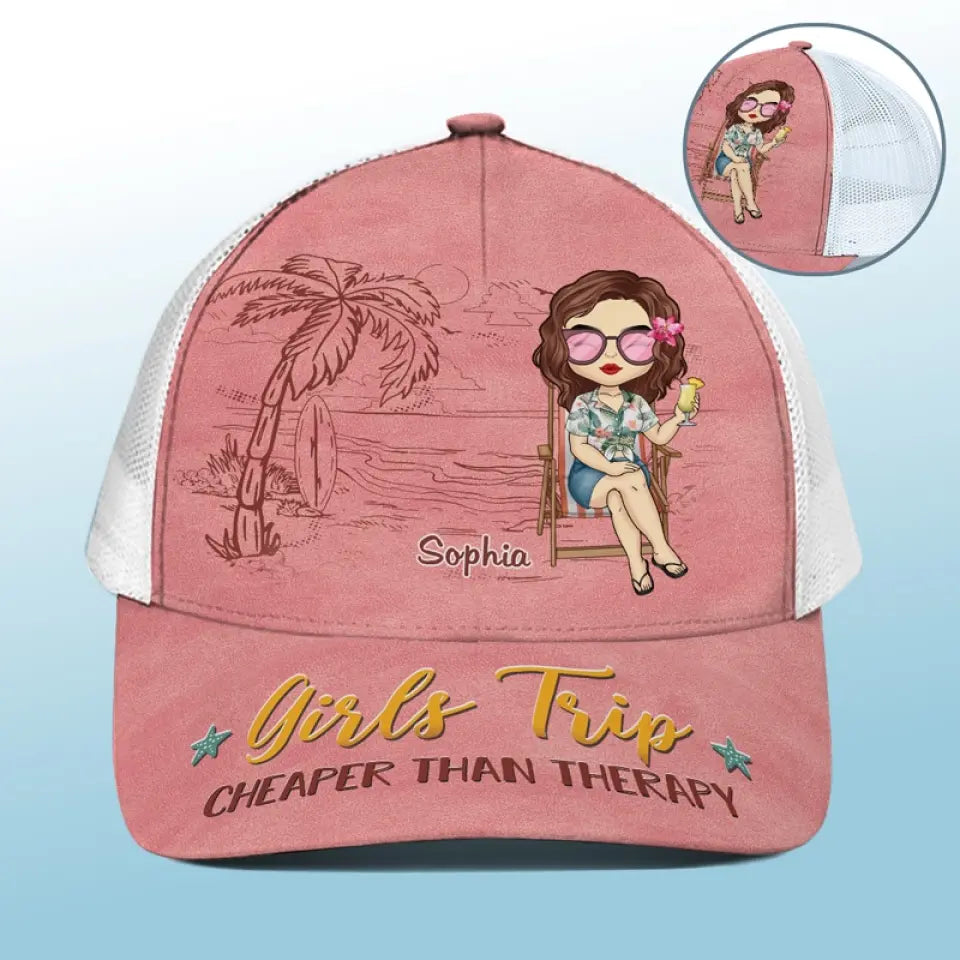Mangez bien, voyagez souvent - Casquette de baseball personnalisée avec dos en maille, casquette de camionneur de baseball - Cadeau de vacances d'été pour meilleures amies, meilleures amies, sœurs