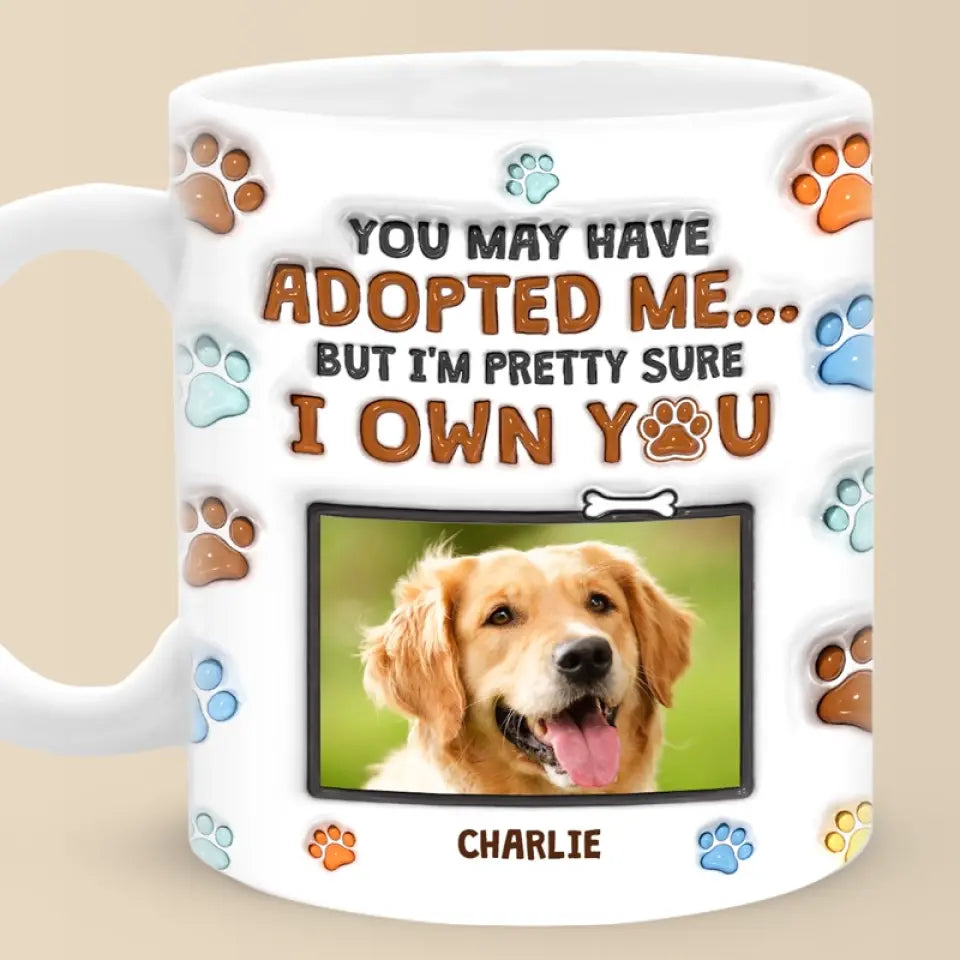 Mug personnalisé avec photo « Les chiens ne me mordent jamais, seulement les humains » - Mug personnalisé avec effet gonflé 3D pour chien et chat - Cadeau pour les propriétaires et les amoureux des animaux