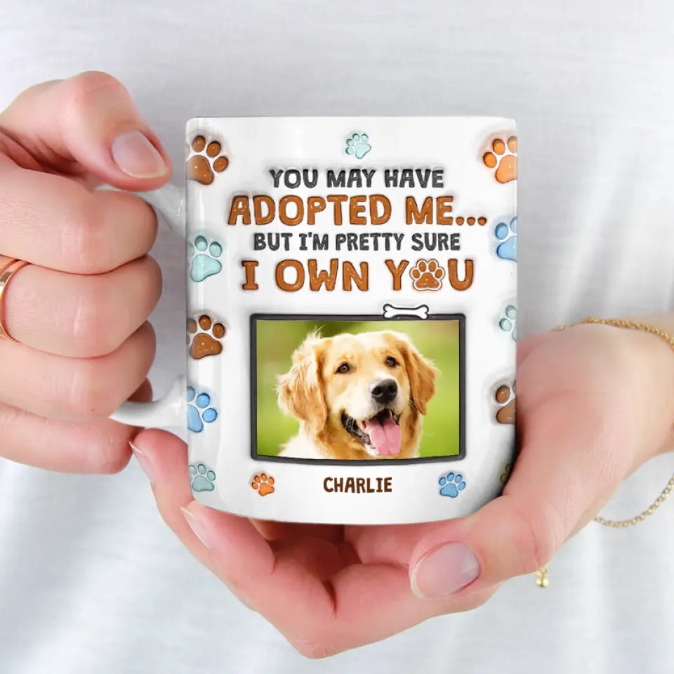 Mug personnalisé avec photo « Les chiens ne me mordent jamais, seulement les humains » - Mug personnalisé avec effet gonflé 3D pour chien et chat - Cadeau pour les propriétaires et les amoureux des animaux