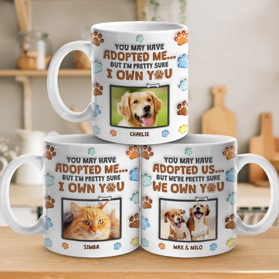 Mug personnalisé avec photo « Les chiens ne me mordent jamais, seulement les humains » - Mug personnalisé avec effet gonflé 3D pour chien et chat - Cadeau pour les propriétaires et les amoureux des animaux