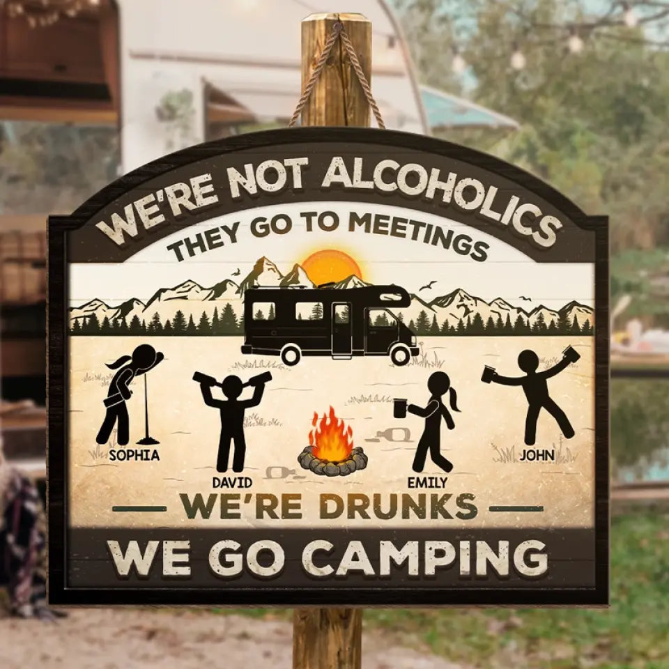Ce côté du camping - Panneau en bois personnalisé pour décoration d'intérieur - Cadeau de pendaison de crémaillère pour les meilleurs amis, les meilleures amies et les amateurs de camping