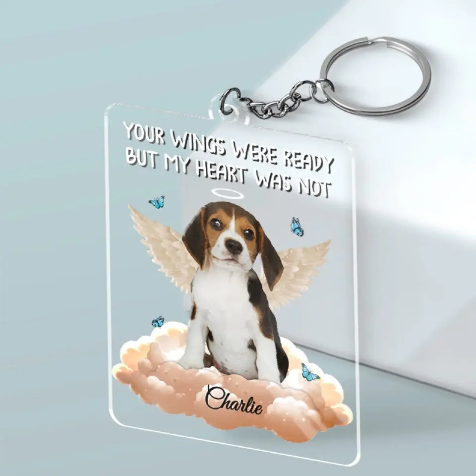 Porte-clés personnalisé en acrylique avec photo « Je te garderai dans mon cœur pour toujours » - Cadeau de condoléances pour les propriétaires d'animaux et les amoureux des animaux
