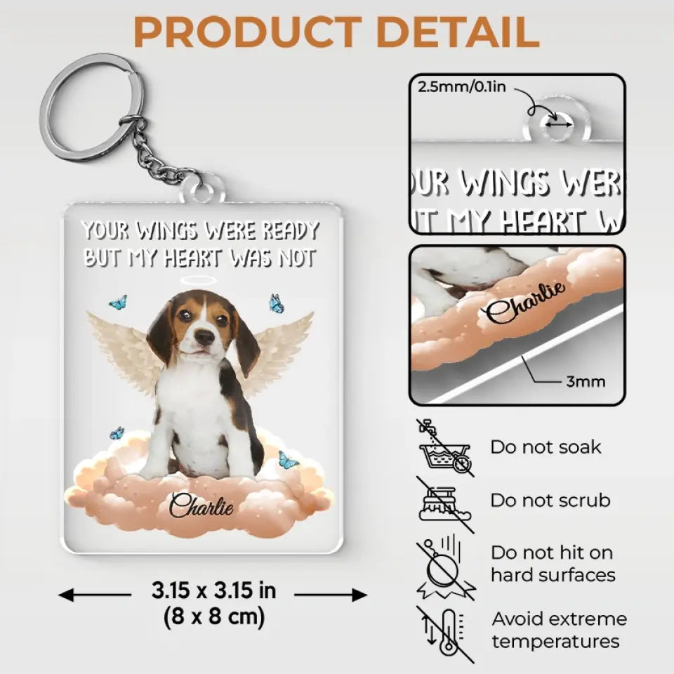 Porte-clés personnalisé en acrylique avec photo « Je te garderai dans mon cœur pour toujours » - Cadeau de condoléances pour les propriétaires d'animaux et les amoureux des animaux
