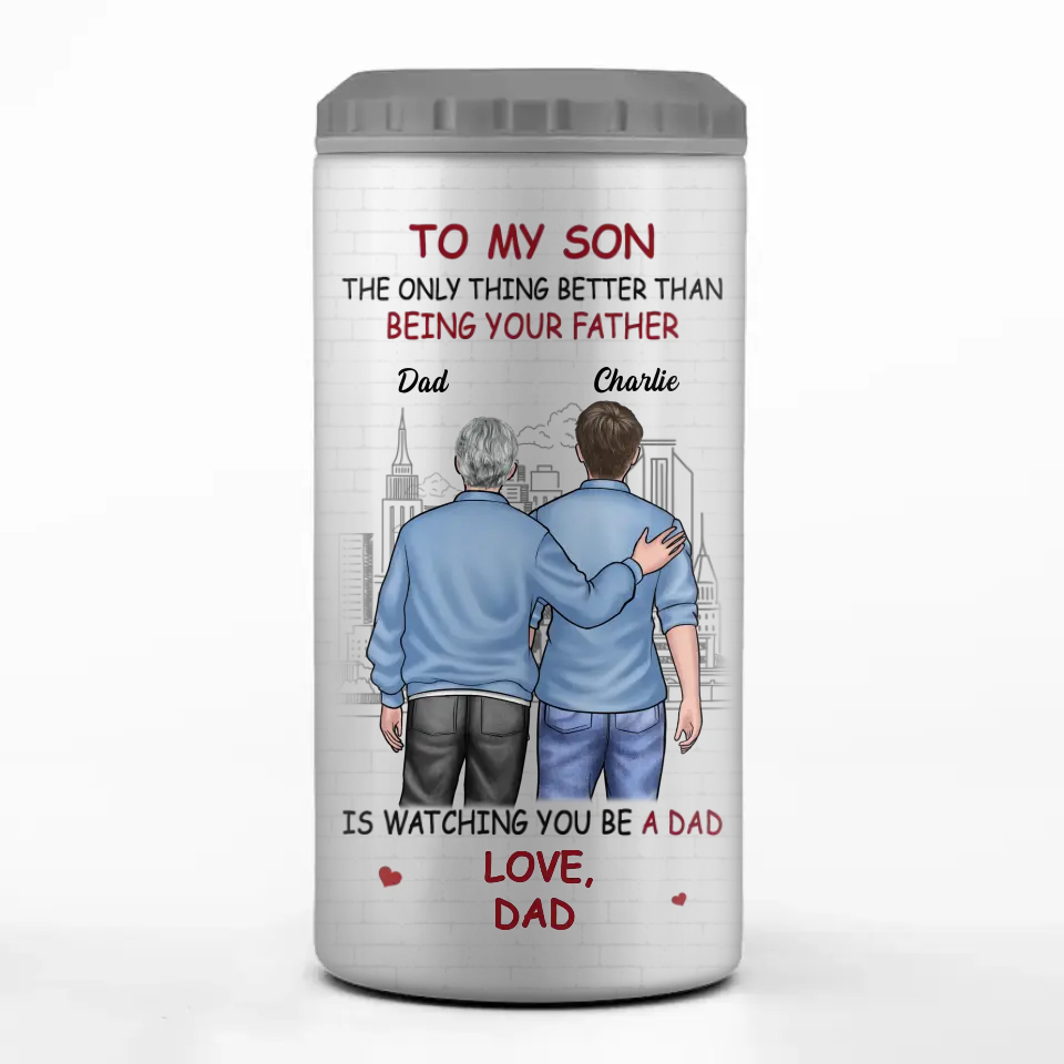 Félicitations pour votre papa ! Gobelet isotherme 4 en 1 personnalisé pour la famille - Cadeau pour fils et petit-fils