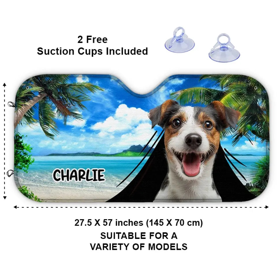 Nos animaux de compagnie sont notre cœur battant - Pare-soleil personnalisé pour pare-brise de voiture, protection de vitre de voiture - Cadeau de vacances d'été pour propriétaires et amoureux des animaux
