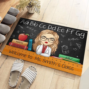 Bienvenue dans sa classe - Tapis décoratif personnalisé pour la maison - Cadeau pour enseignant