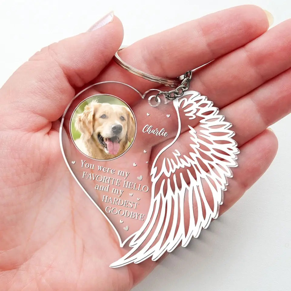 Porte-clés personnalisé en acrylique avec photo « Vous appartenez toujours à nous » - Cadeau de condoléances pour les membres de la famille, les propriétaires d'animaux et les amoureux des animaux