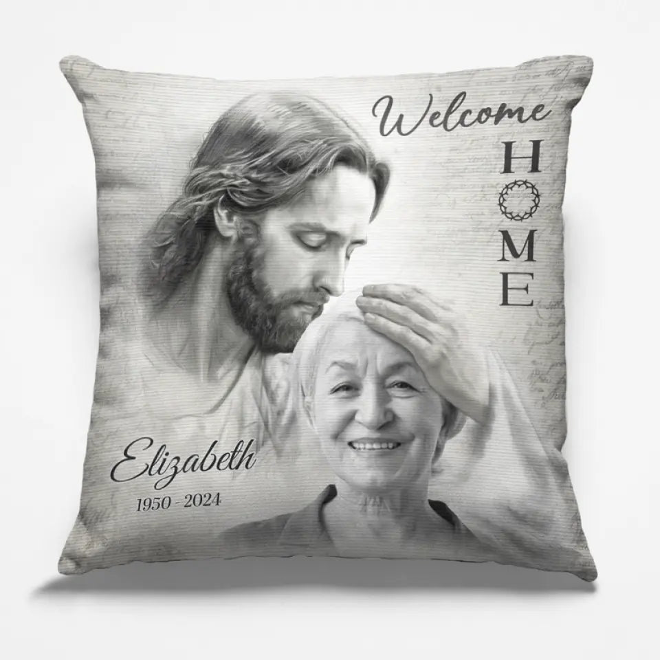 Coussin photo personnalisé « Bienvenue à la maison » - Cadeau de condoléances pour les membres de la famille, les propriétaires d'animaux et les amoureux des animaux