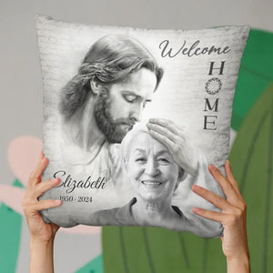 Coussin photo personnalisé « Bienvenue à la maison » - Cadeau de condoléances pour les membres de la famille, les propriétaires d'animaux et les amoureux des animaux