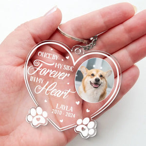 Porte-clés personnalisé en acrylique avec photo « Vous avez laissé des empreintes de pattes sur mon cœur pour toujours » - Cadeau de condoléances pour les propriétaires et les amoureux des animaux