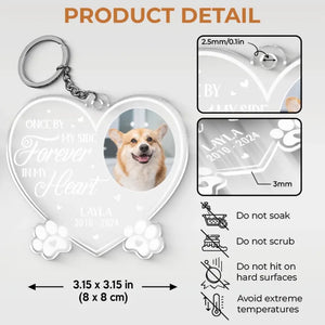 Porte-clés personnalisé en acrylique avec photo « Vous avez laissé des empreintes de pattes sur mon cœur pour toujours » - Cadeau de condoléances pour les propriétaires et les amoureux des animaux