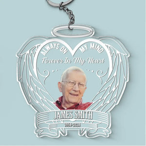 Porte-clés personnalisé en acrylique « Forever In My Heart » - Cadeau de condoléances pour les membres de la famille