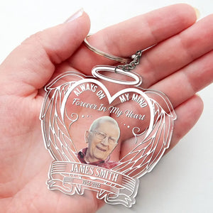 Porte-clés personnalisé en acrylique « Forever In My Heart » - Cadeau de condoléances pour les membres de la famille