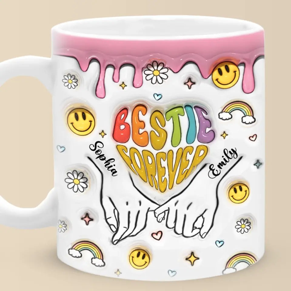 Une âme, deux corps - Mug personnalisé avec effet gonflable 3D - Cadeau pour meilleures amies, meilleures amies, sœurs