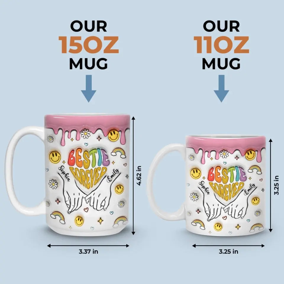 Une âme, deux corps - Mug personnalisé avec effet gonflable 3D - Cadeau pour meilleures amies, meilleures amies, sœurs