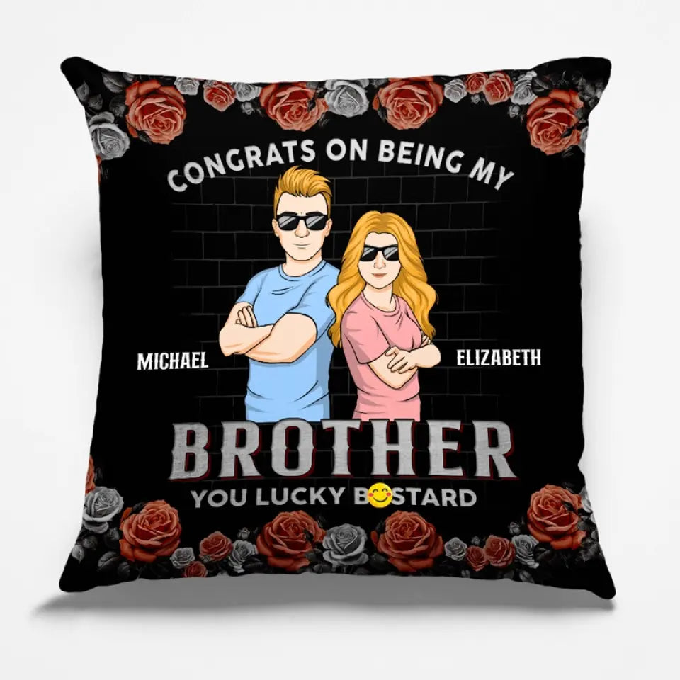 Félicitations pour être devenu mon frère - Coussin personnalisé pour la famille - Cadeau pour les membres de la famille, les frères et sœurs