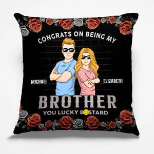 Félicitations pour être devenu mon frère - Coussin personnalisé pour la famille - Cadeau pour les membres de la famille, les frères et sœurs