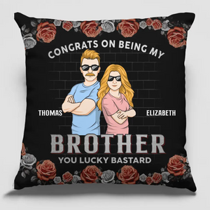 Félicitations pour être devenu mon frère - Coussin personnalisé pour la famille - Cadeau pour les membres de la famille, les frères et sœurs