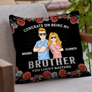 Félicitations pour être devenu mon frère - Coussin personnalisé pour la famille - Cadeau pour les membres de la famille, les frères et sœurs