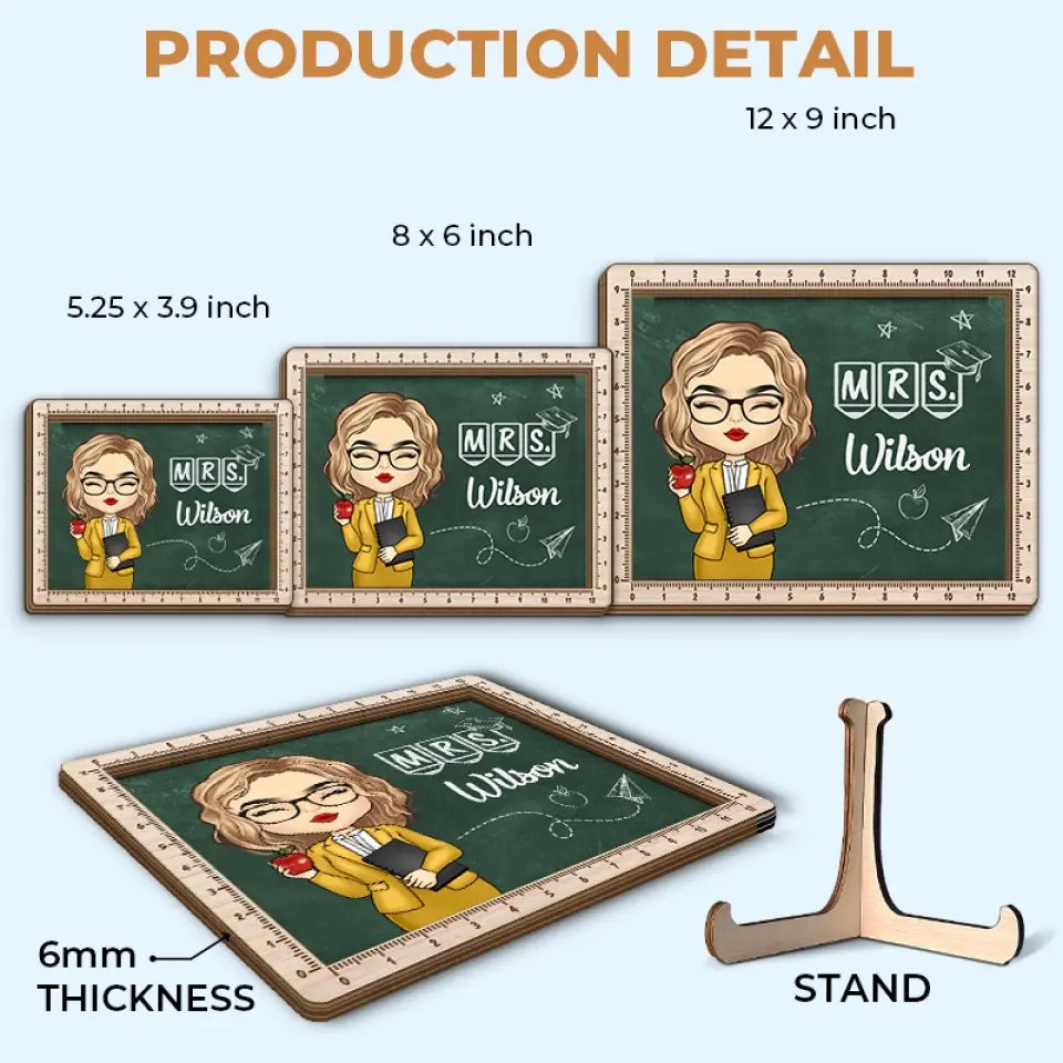 Vous n'enseignez pas seulement, vous inspirez - Plaque en bois personnalisée à 2 couches avec support pour enseignant - Cadeau pour enseignant
