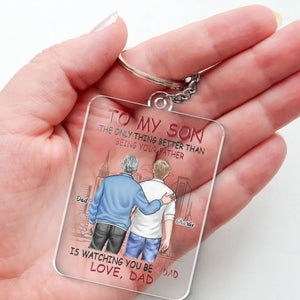 Je te regarde devenir papa - Porte-clés personnalisé en acrylique - Cadeau pour les membres de la famille