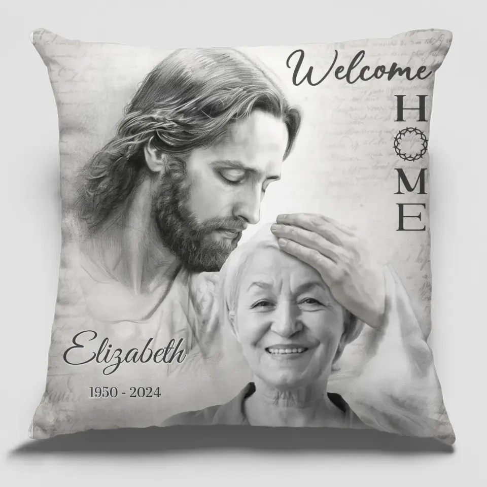 Coussin photo personnalisé « Bienvenue à la maison » - Cadeau de condoléances pour les membres de la famille, les propriétaires d'animaux et les amoureux des animaux