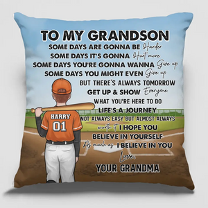 La vie est un voyage, pas toujours facile mais presque toujours - Oreiller personnalisé pour la famille - Cadeau pour les membres de la famille, les joueurs de baseball, les amateurs de baseball