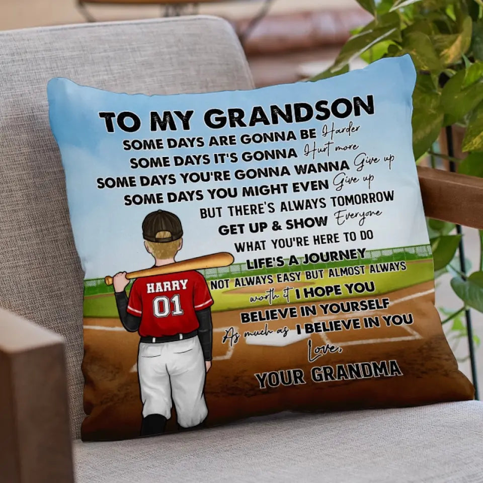 La vie est un voyage, pas toujours facile mais presque toujours - Oreiller personnalisé pour la famille - Cadeau pour les membres de la famille, les joueurs de baseball, les amateurs de baseball