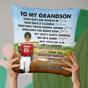 La vie est un voyage, pas toujours facile mais presque toujours - Oreiller personnalisé pour la famille - Cadeau pour les membres de la famille, les joueurs de baseball, les amateurs de baseball