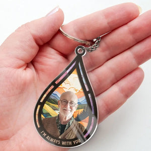 Porte-clés personnalisé en acrylique avec photo « Je suis toujours à tes côtés » - Cadeau de condoléances pour les membres de la famille