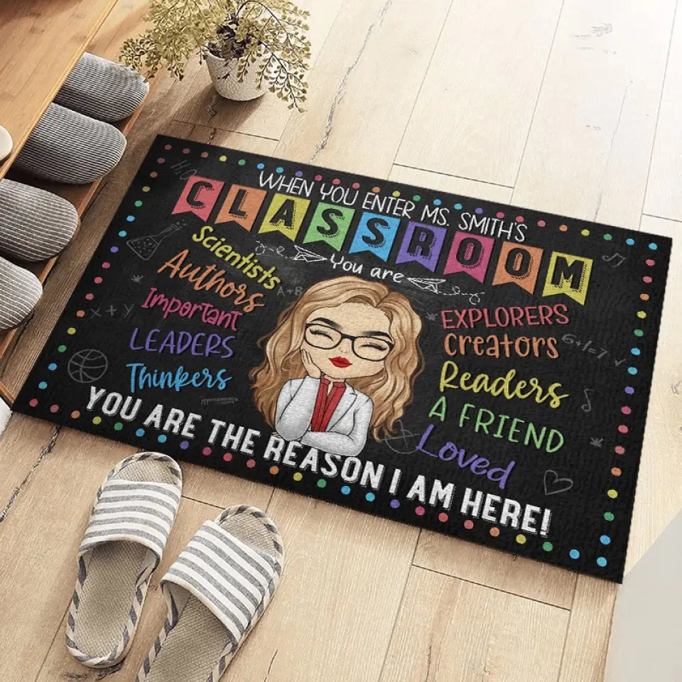 Tu es la raison pour laquelle je suis ici - Tapis décoratif personnalisé pour la maison - Cadeau de pendaison de crémaillère pour enseignant