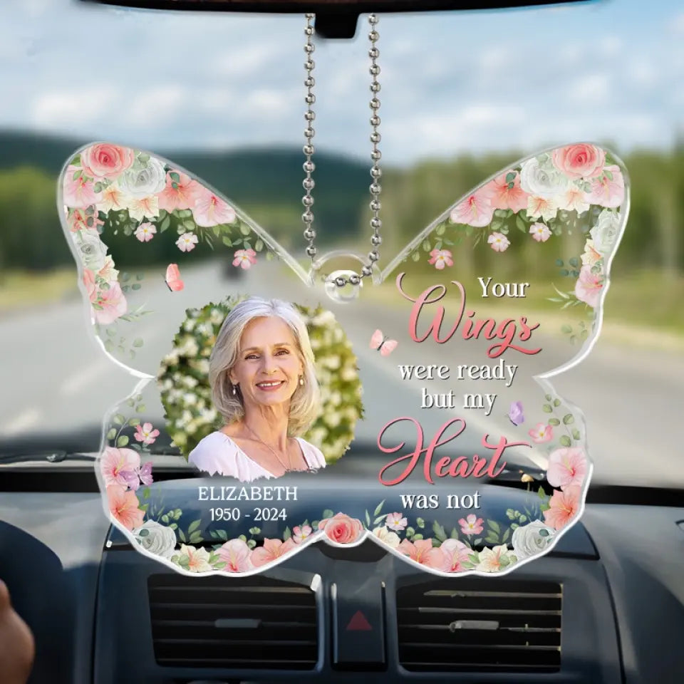 Photo personnalisée « Je marche à tes côtés » - Ornement de voiture personnalisé commémoratif - Forme personnalisée en acrylique - Cadeau de condoléances pour les membres de la famille