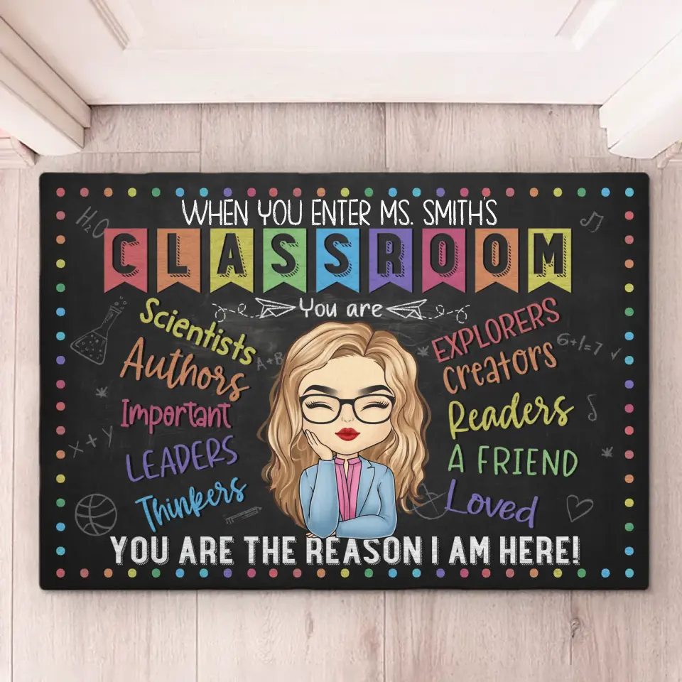Tu es la raison pour laquelle je suis ici - Tapis décoratif personnalisé pour la maison - Cadeau de pendaison de crémaillère pour enseignant
