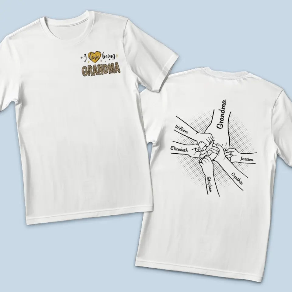 J'aime être grand-mère - T-shirt unisexe personnalisé imprimé recto verso - Cadeau pour maman et grand-mère