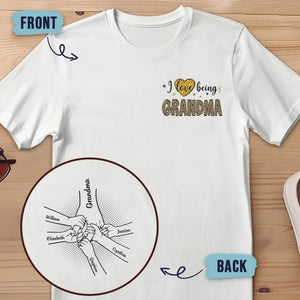 J'aime être grand-mère - T-shirt unisexe personnalisé imprimé recto verso - Cadeau pour maman et grand-mère